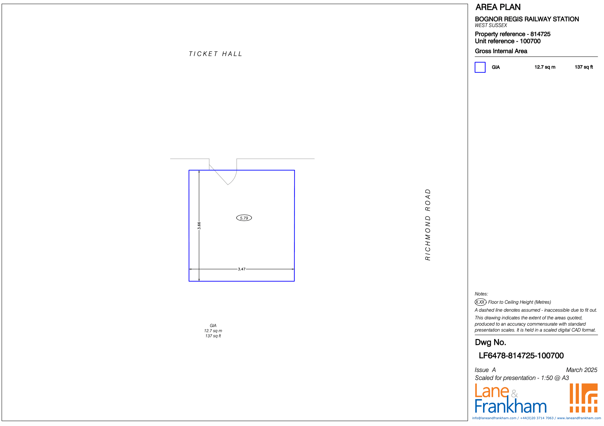 Bognor Regis Vacant Retail Unit 814725/100700 Floorplan