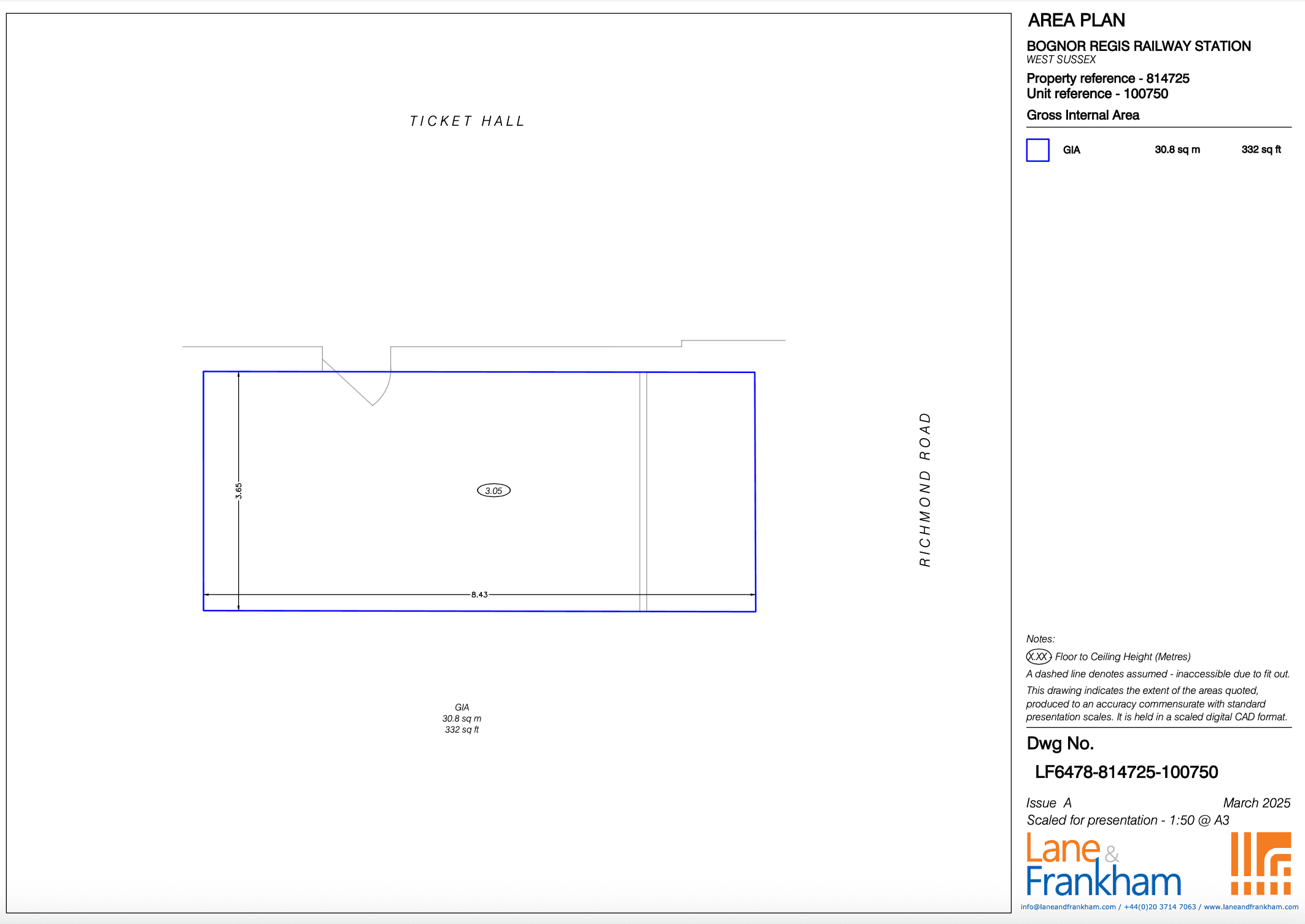 Bognor Regis Vacant Retail Unit 814725/100750 Floorplan