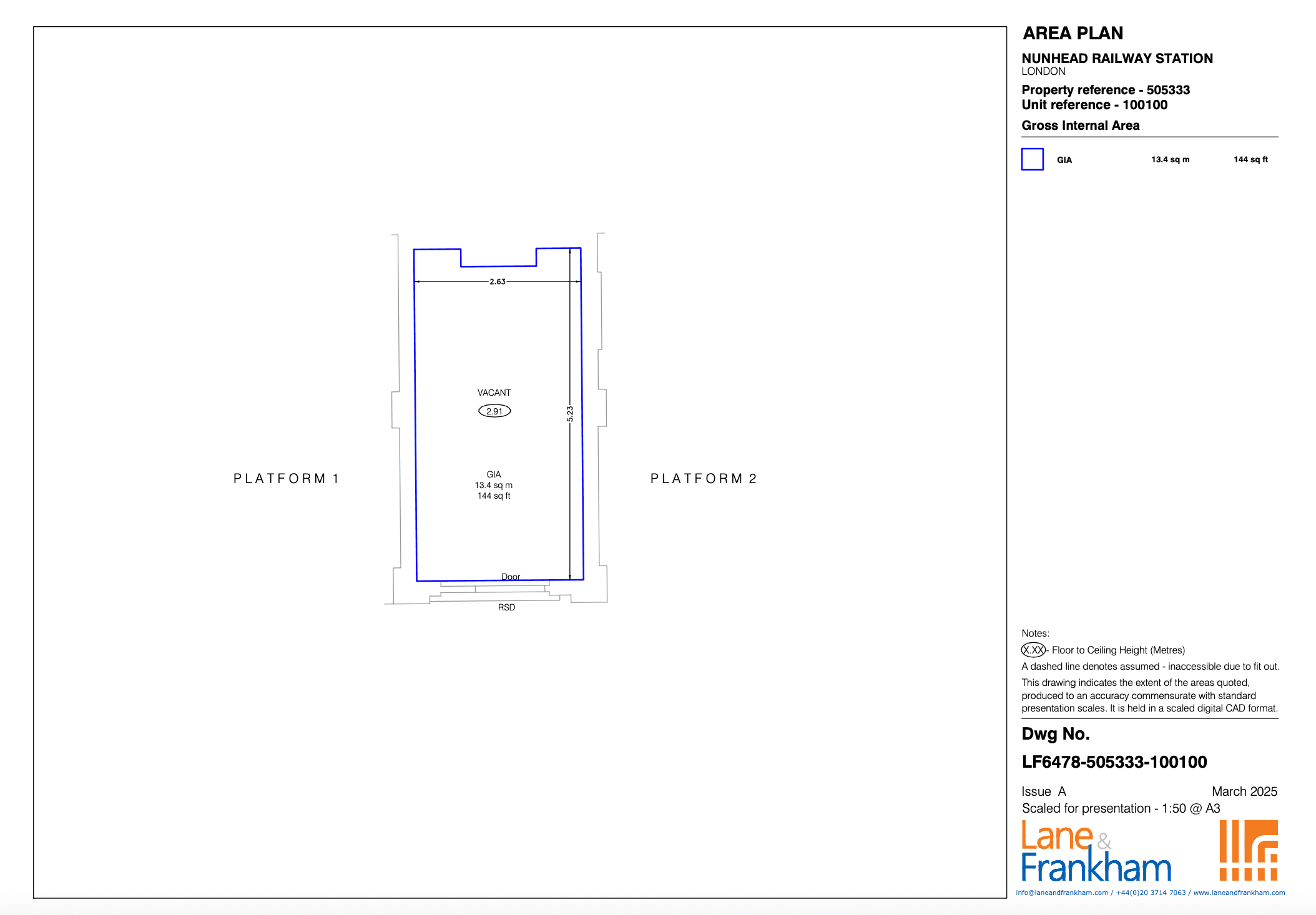 Nunhead Vacant Retail Unit 505333/100100 Floorplan