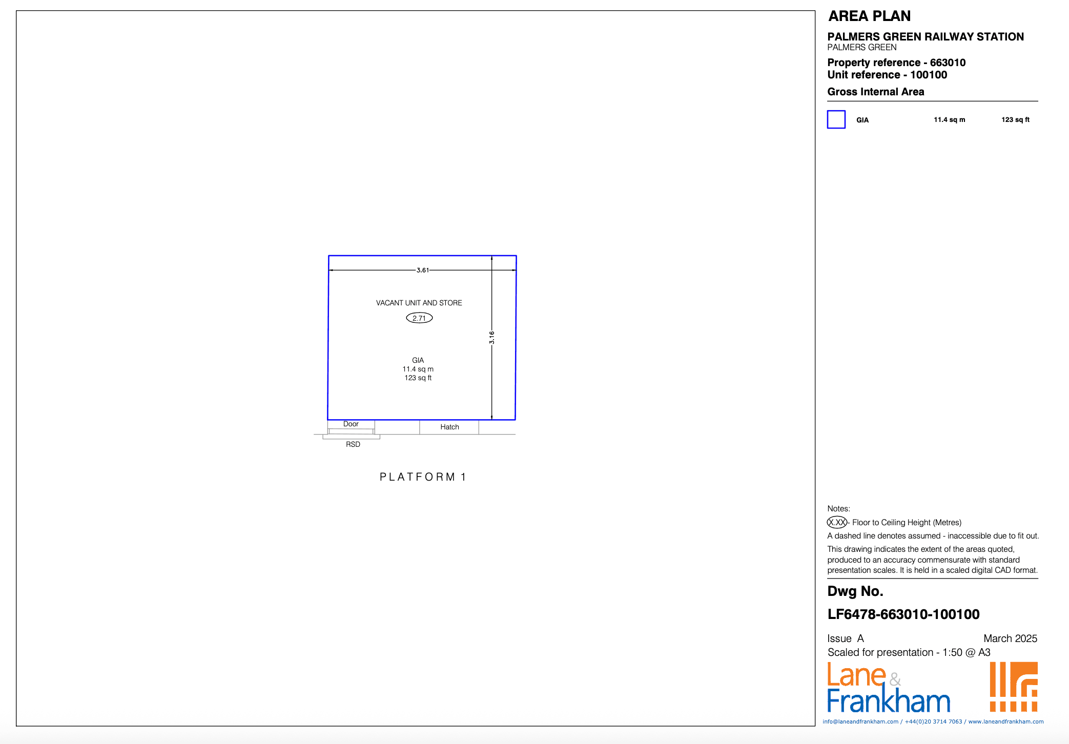 Palmers Green Vacant Retail Unit 663010/100100 Floorplan